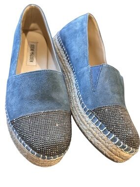 Steve Madden Pulsse Blue Suede Embellished Espadrilles | 6.5